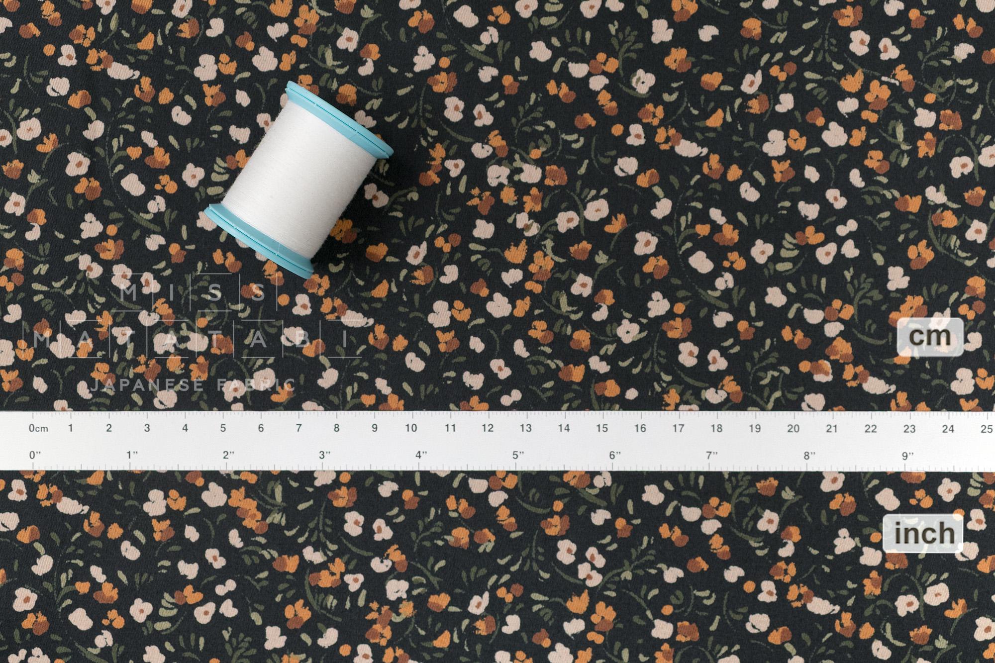 Japanese Fabric Eleanor - E black, green - 50cm