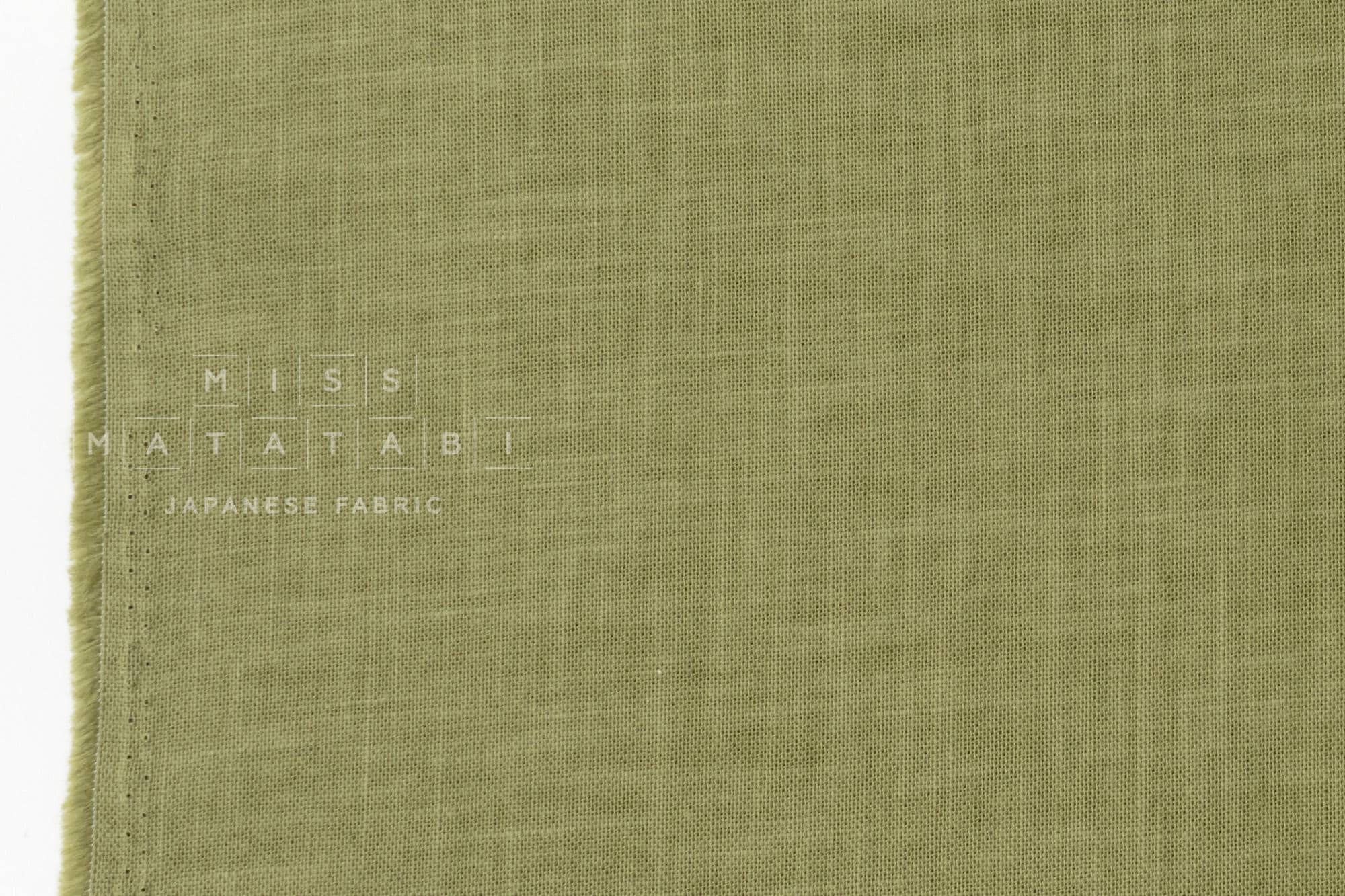 Shokunin Collection Hand-printed Japanese Fabric Solids - matcha - 50cm