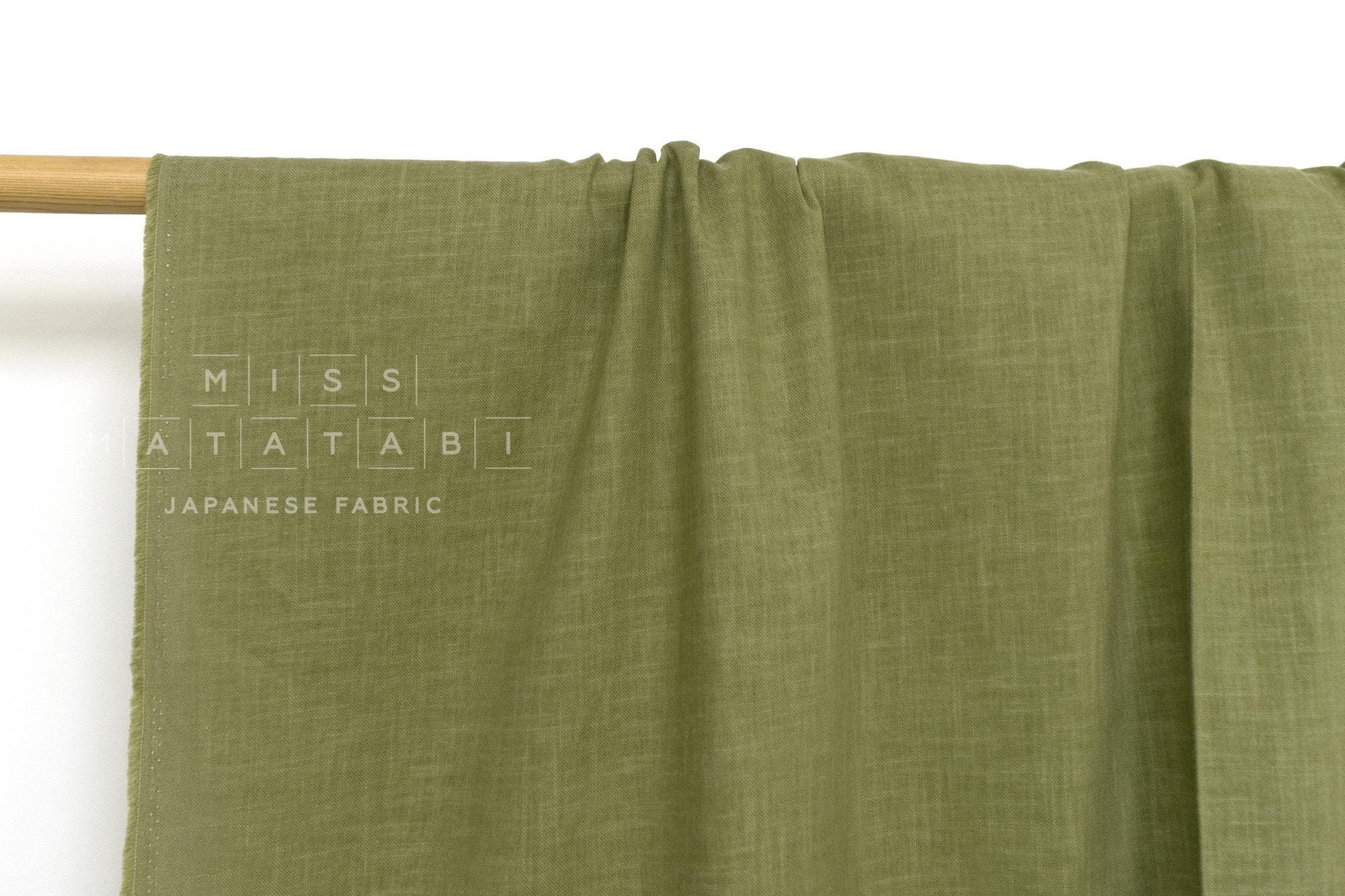 Shokunin Collection Hand-printed Japanese Fabric Solids - matcha - 50cm