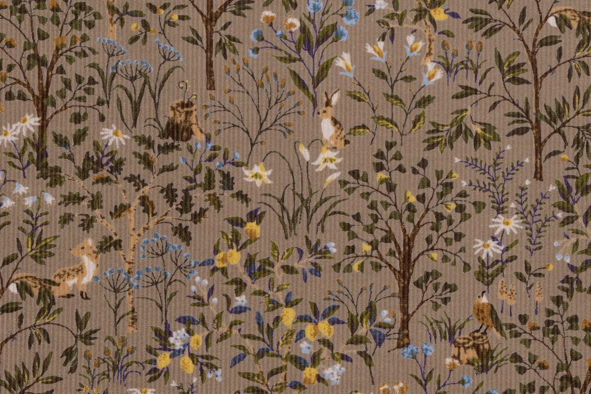 Japanese Fabric Corduroy Into the Woods - B - 50cm