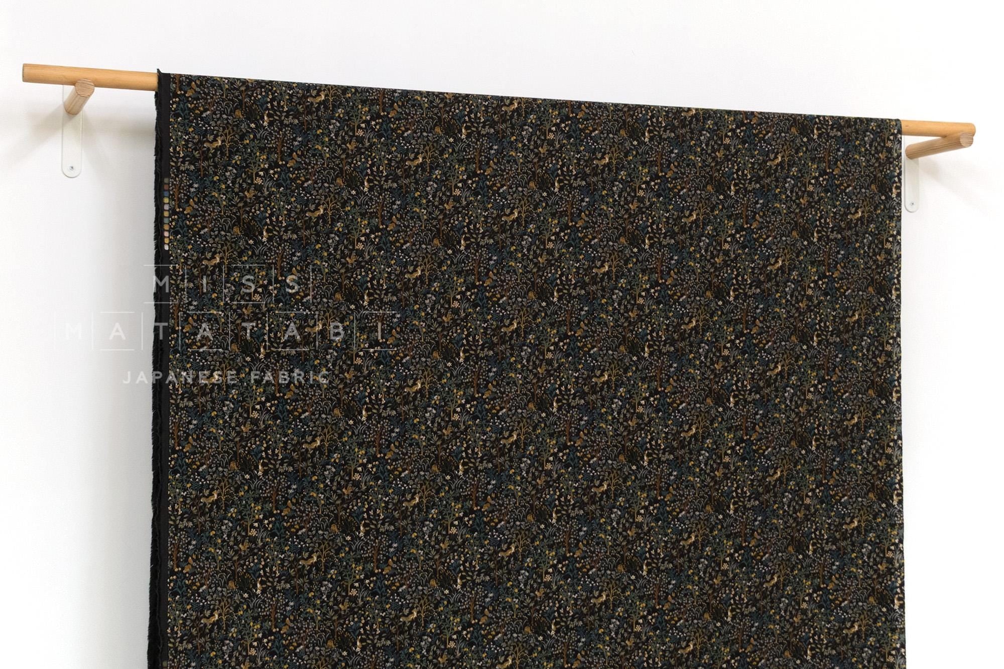 Japanese Fabric Corduroy Into the Woods - E black - 50cm