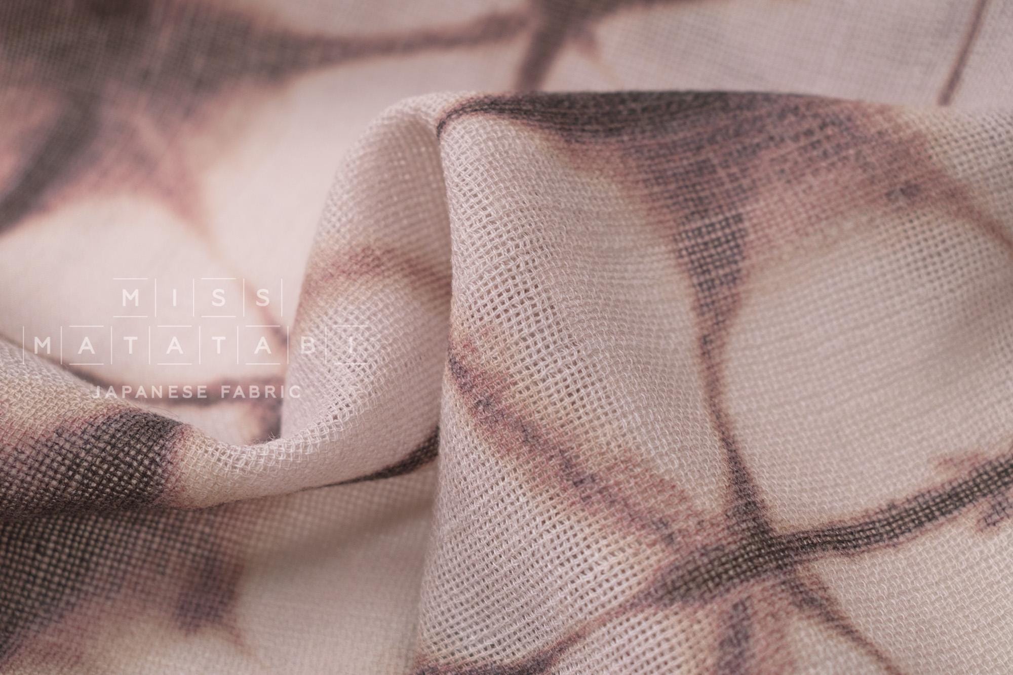 Japanese Fabric Wool Gauze Shibori Murazome - D - 50cm