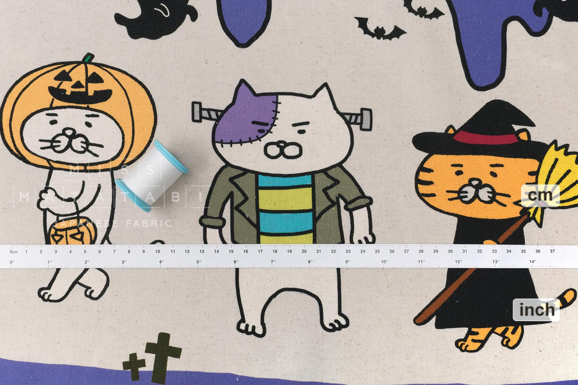 Japanese Fabric Halloween Cats - panel