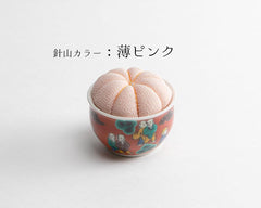 Japanese Hiro Kutani Ware Pincushion - apricot round