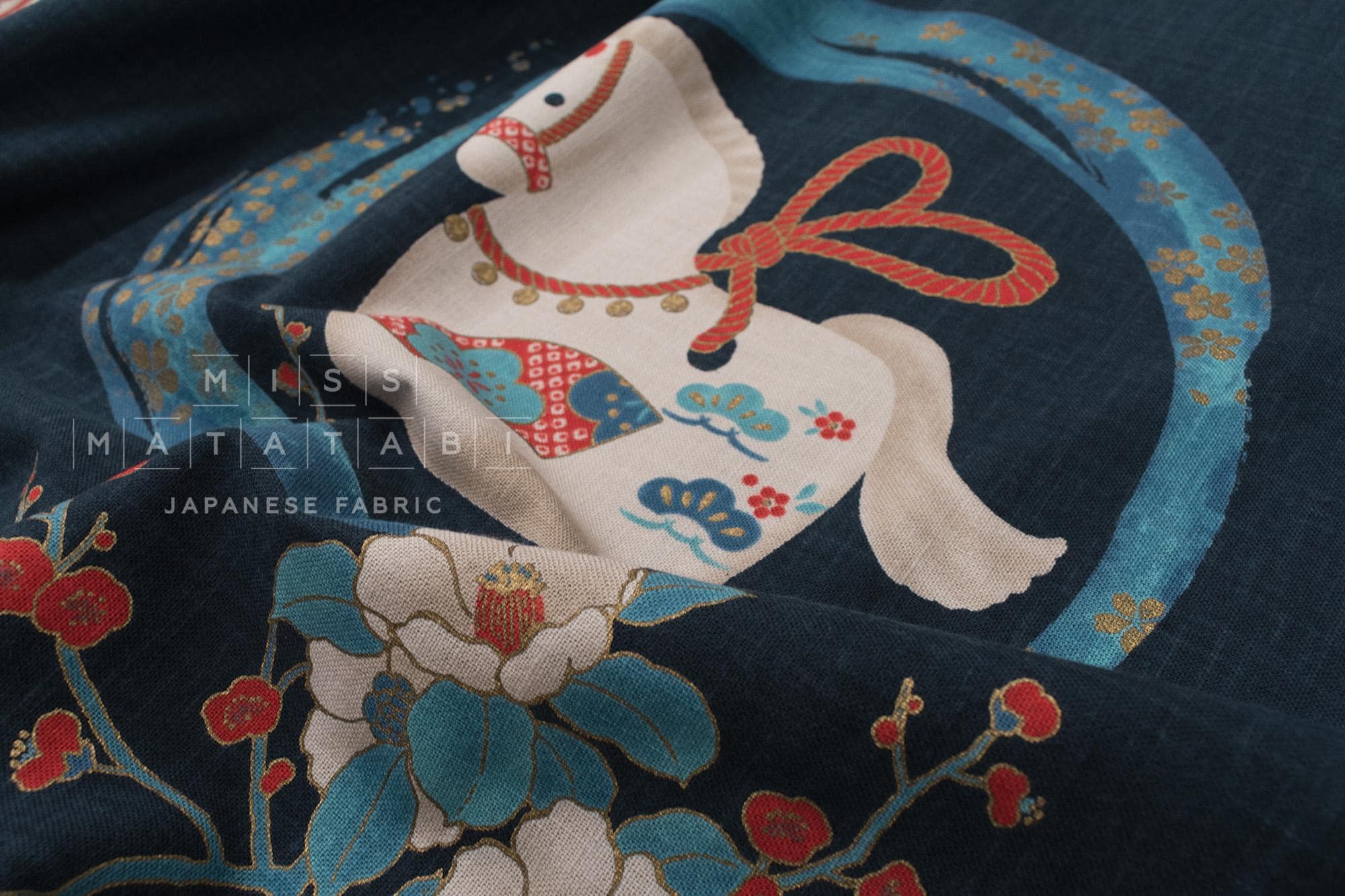 Shokunin Collection Hand-printed Japanese Fabric Panel Year of the Horse - 50cm