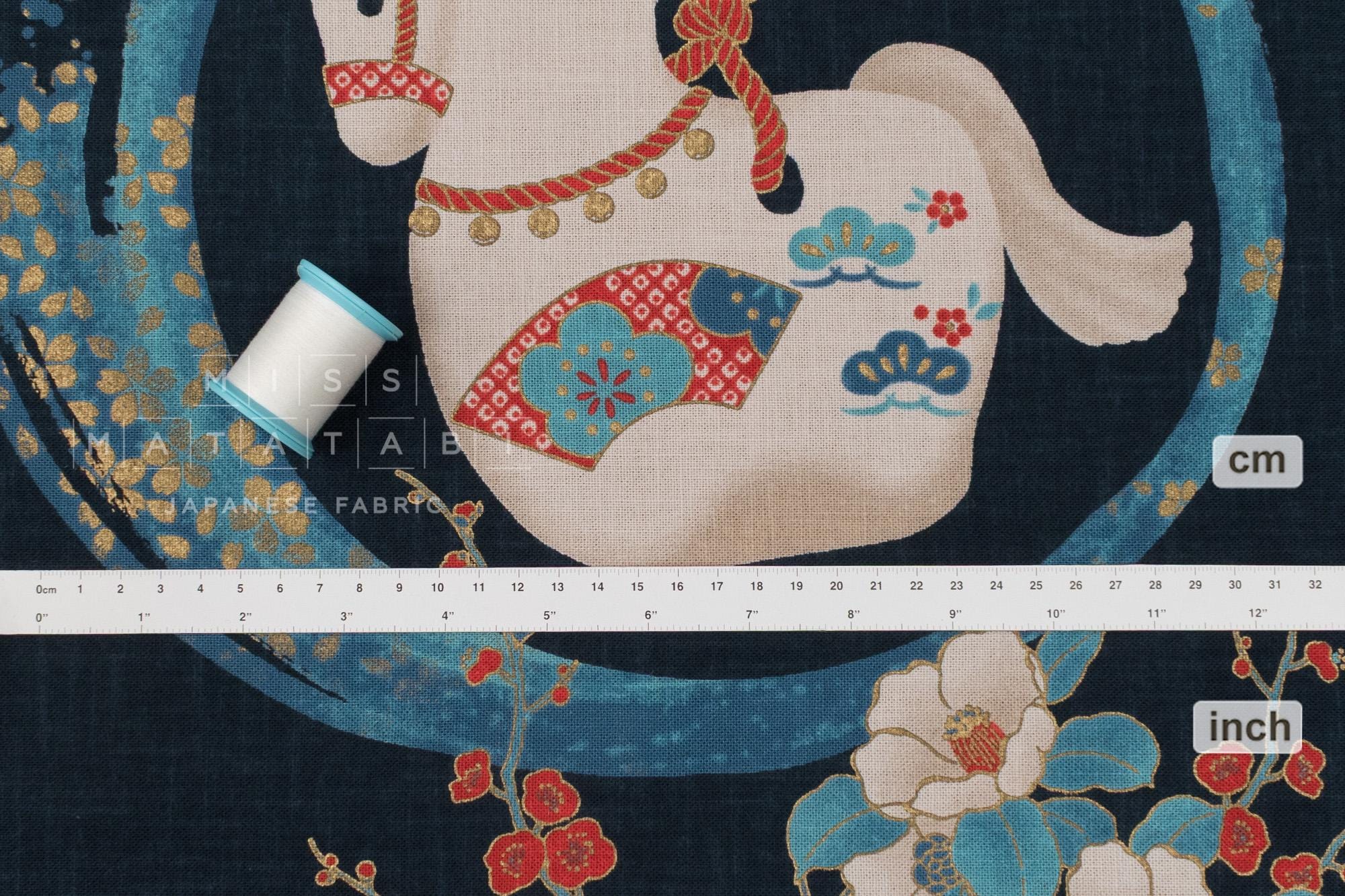 Shokunin Collection Hand-printed Japanese Fabric Panel Year of the Horse - 50cm