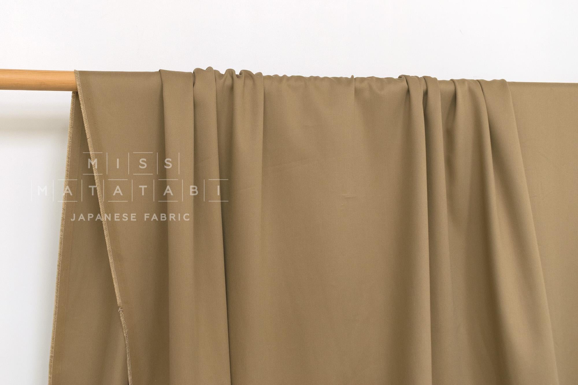 DEADSTOCK Japanese Fabric Rayon Blend Twill - khaki - 50cm
