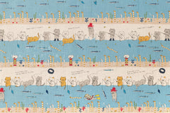 Japanese Fabric Teach a Cat to Fish - A - 50cm