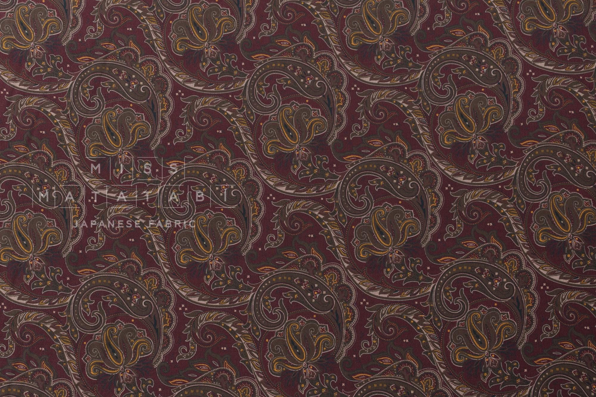 Japanese Fabric Corduroy Paisley - C - 50cm