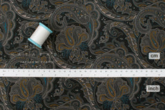 Japanese Fabric Corduroy Paisley - E black - 50cm