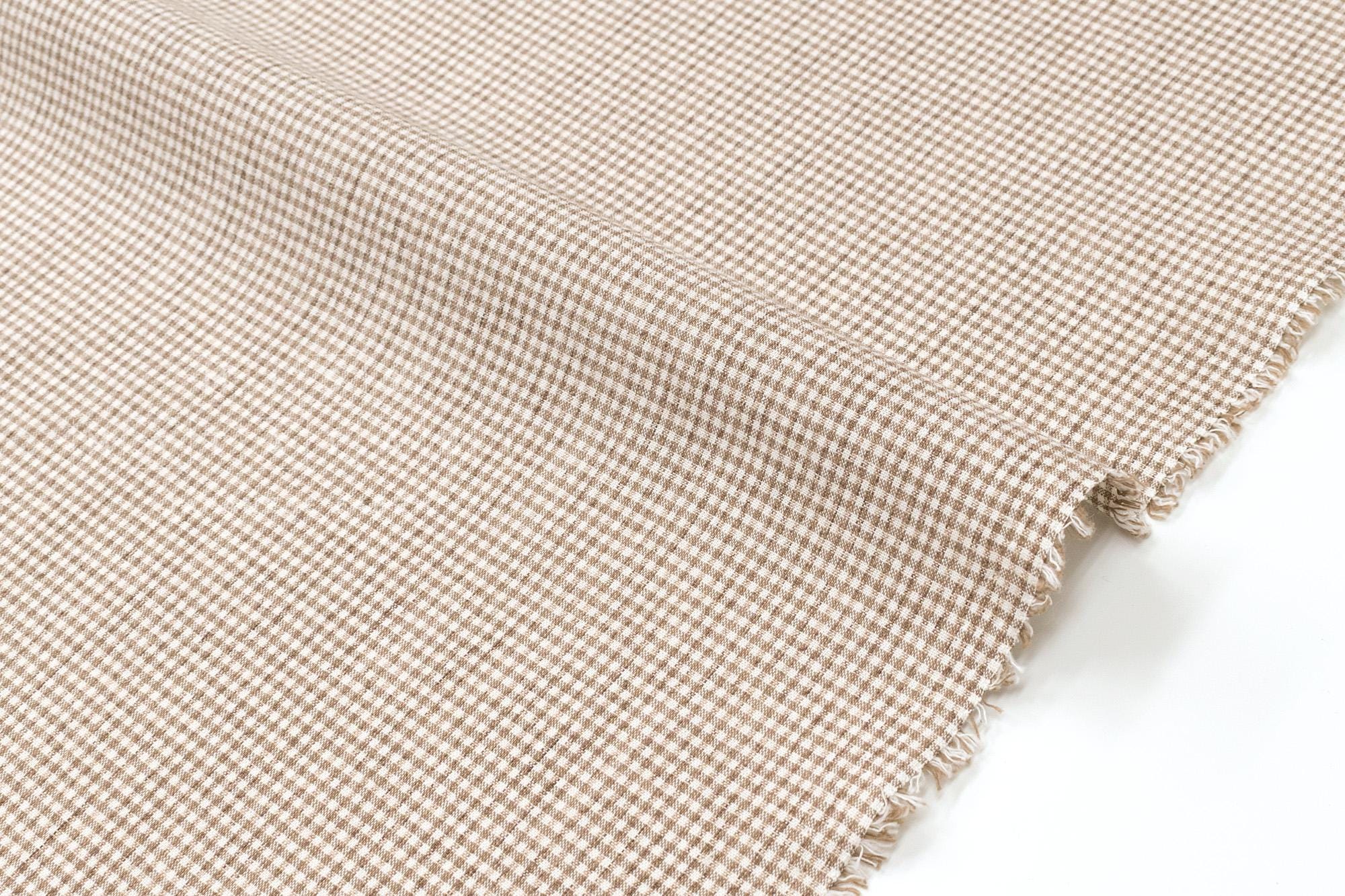 DEADSTOCK Japanese Fabric Yarn Dyed Tiny Gingham - mocha - 50cm