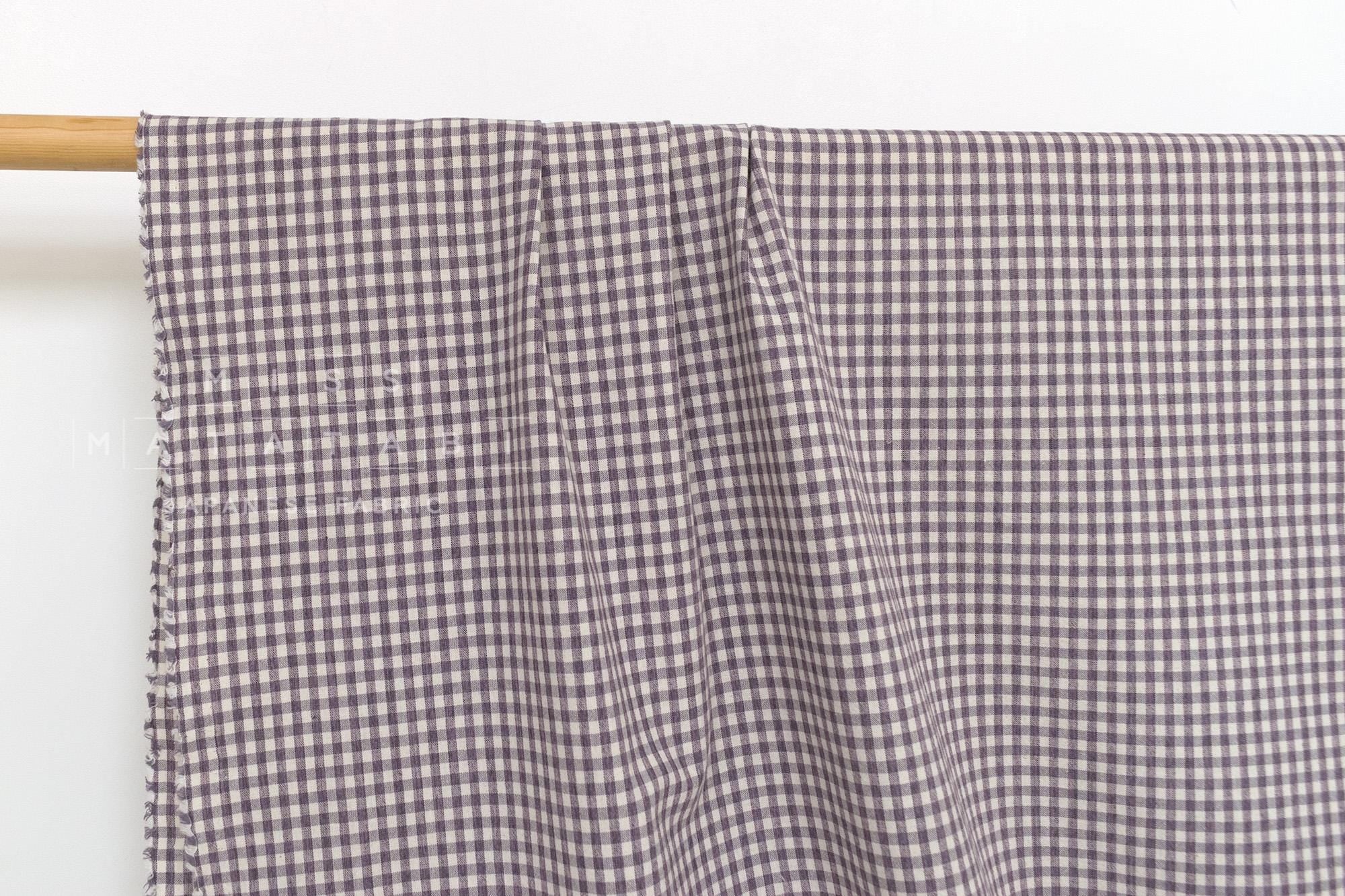 DEADSTOCK Japanese Fabric Yarn Dyed Gingham - purple - 50cm