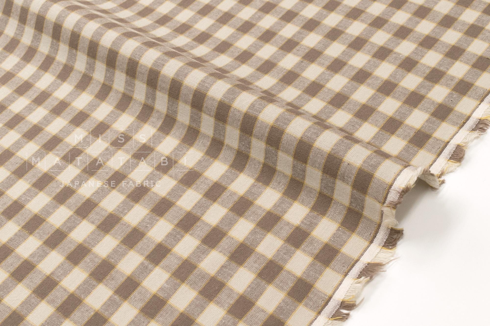 DEADSTOCK Japanese Fabric Yarn Dyed Check - brown - 50cm