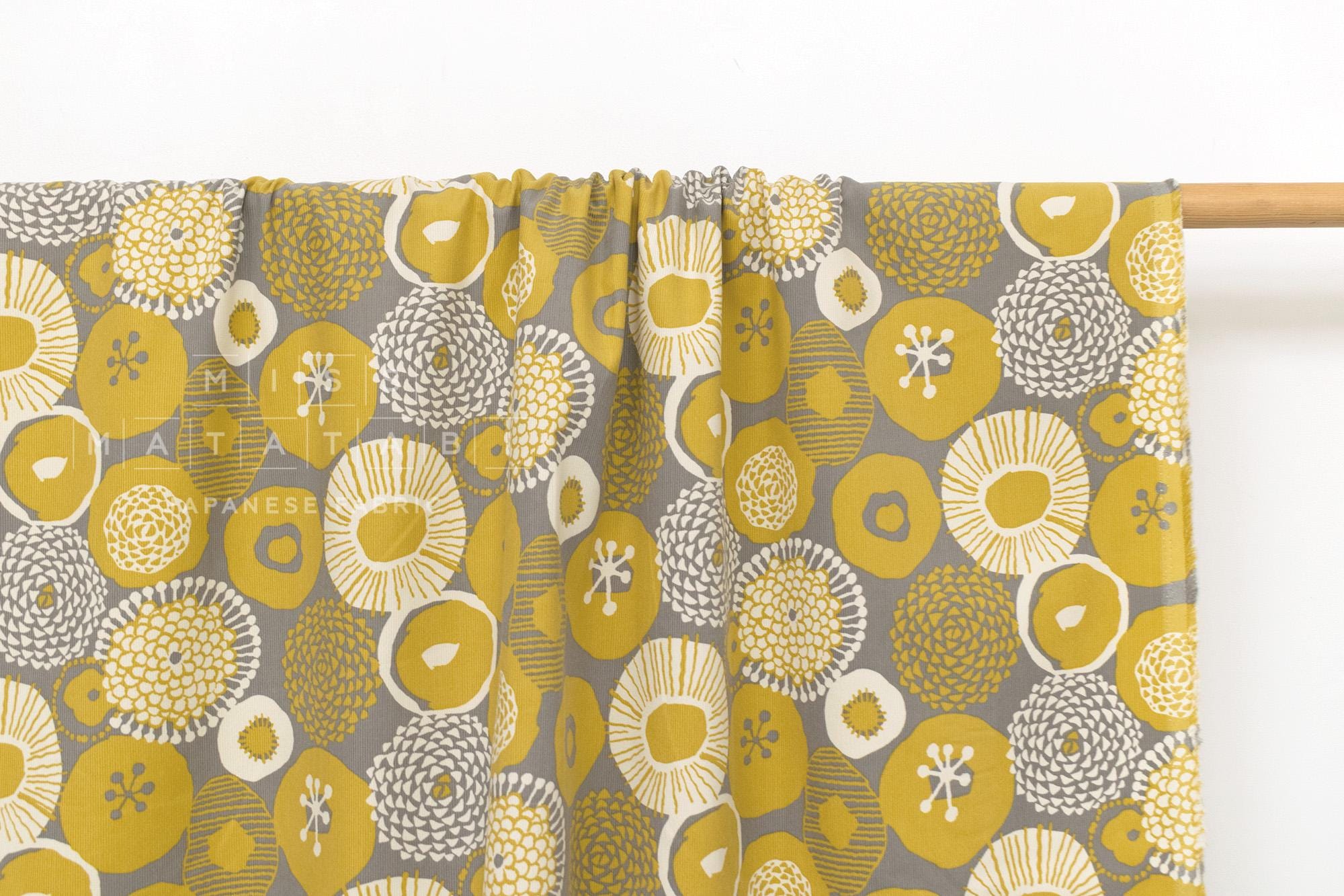 Japanese Fabric Corduroy Lotus - D - 50cm