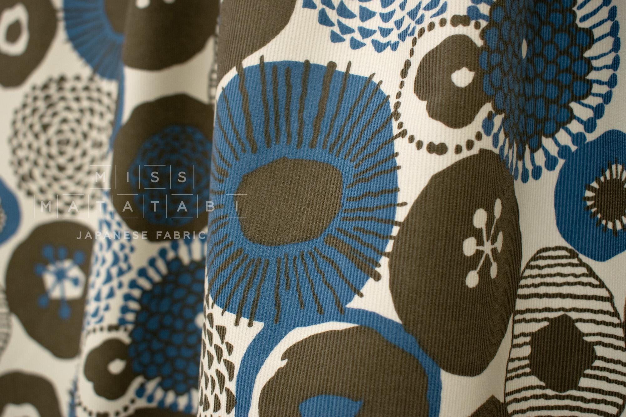 Japanese Fabric Corduroy Lotus - A - 50cm