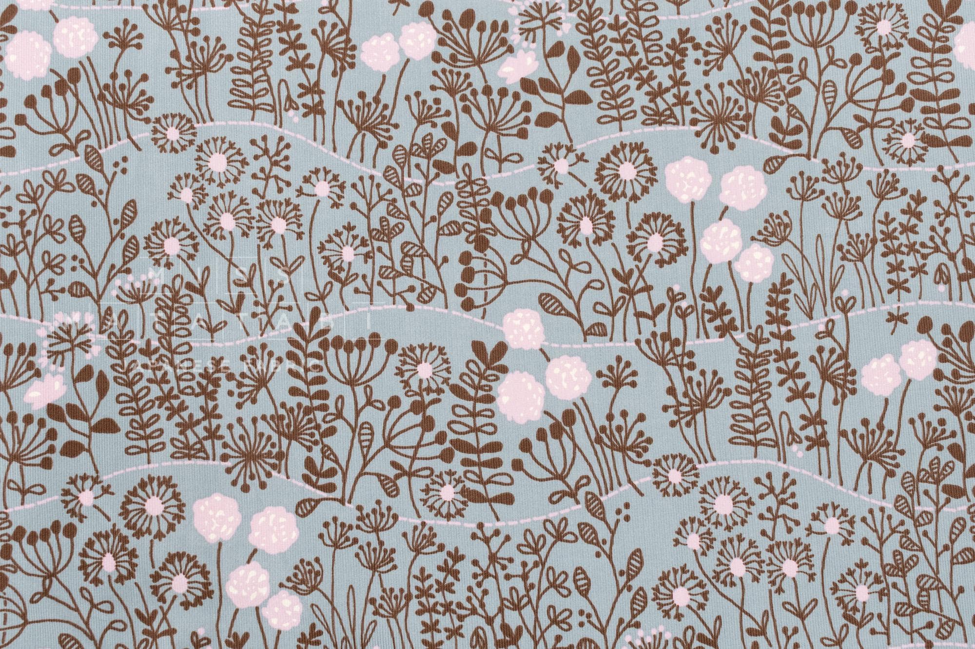 Japanese Fabric Corduroy Zasso Hana - D - 50cm