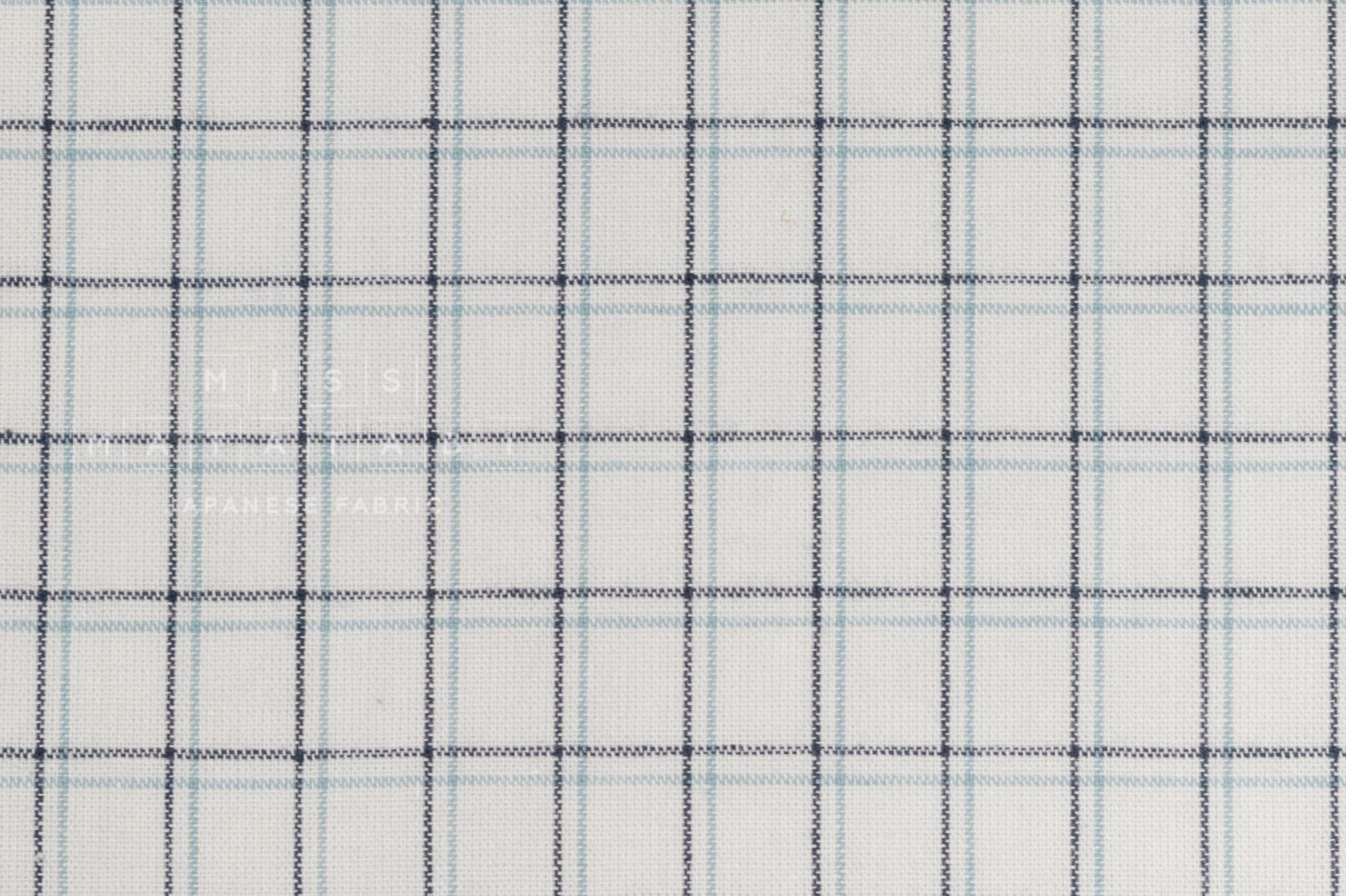 DEADSTOCK Japanese Fabric Yarn Dyed Check - light grey blue - 50cm