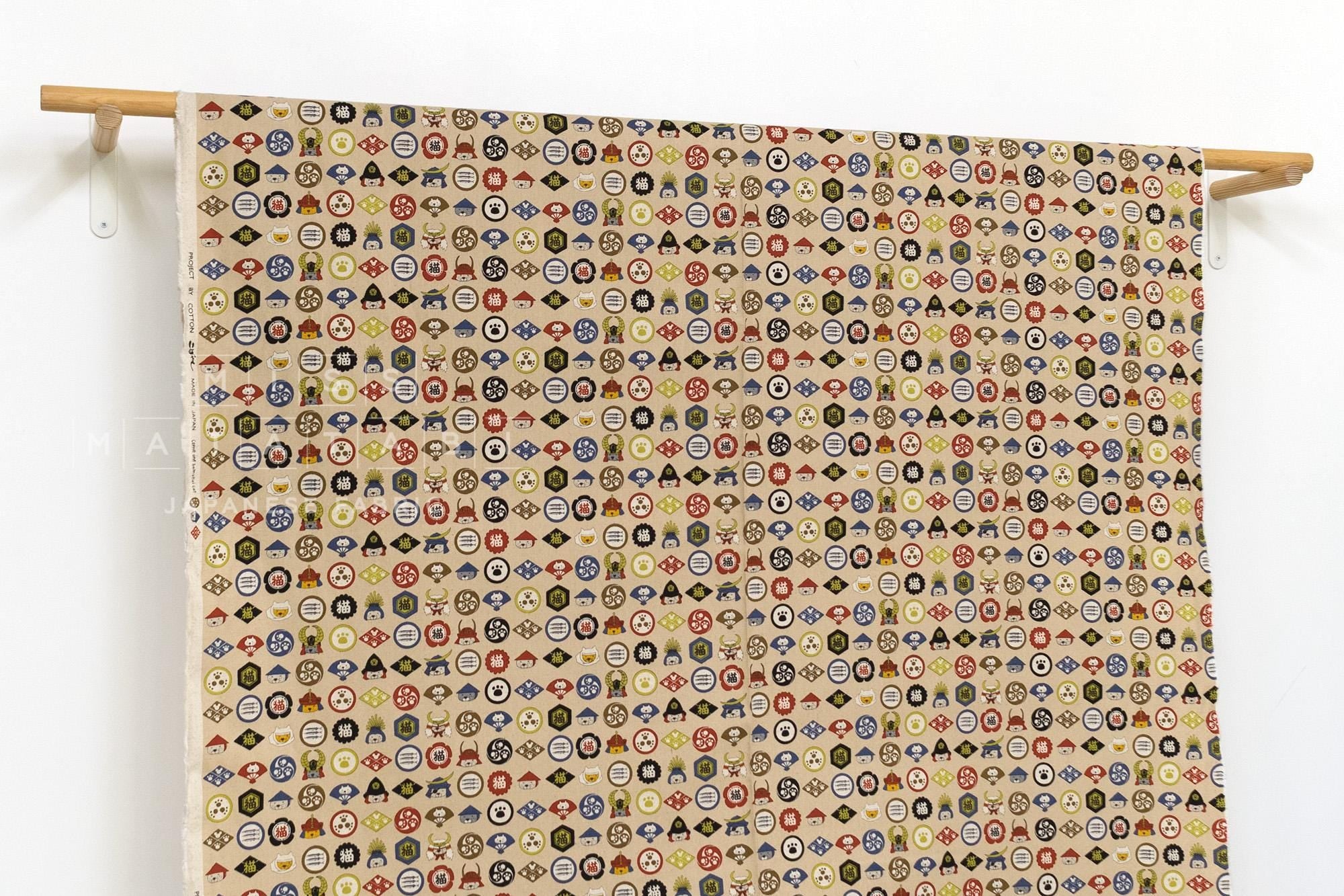 Japanese Fabric Bushi Cats - A - 50cm