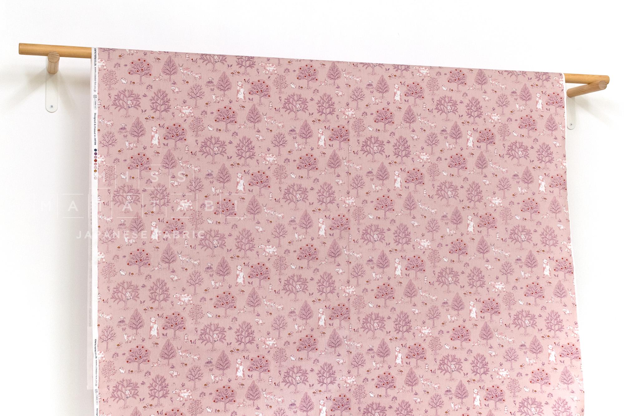 Japanese Fabric Not Scary Bear Forest - pink - 50cm