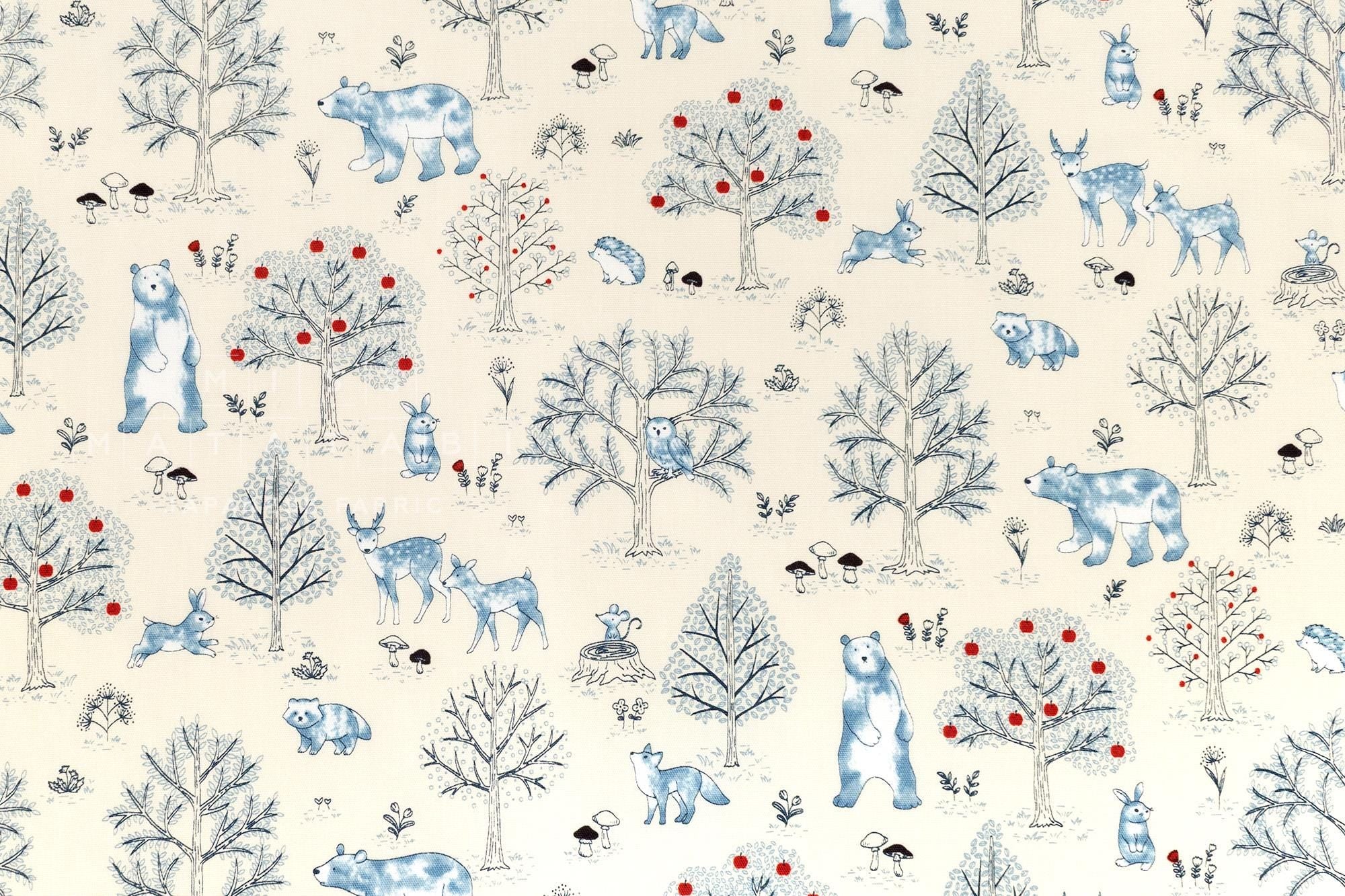Japanese Fabric Not Scary Bear Forest - cream - 50cm