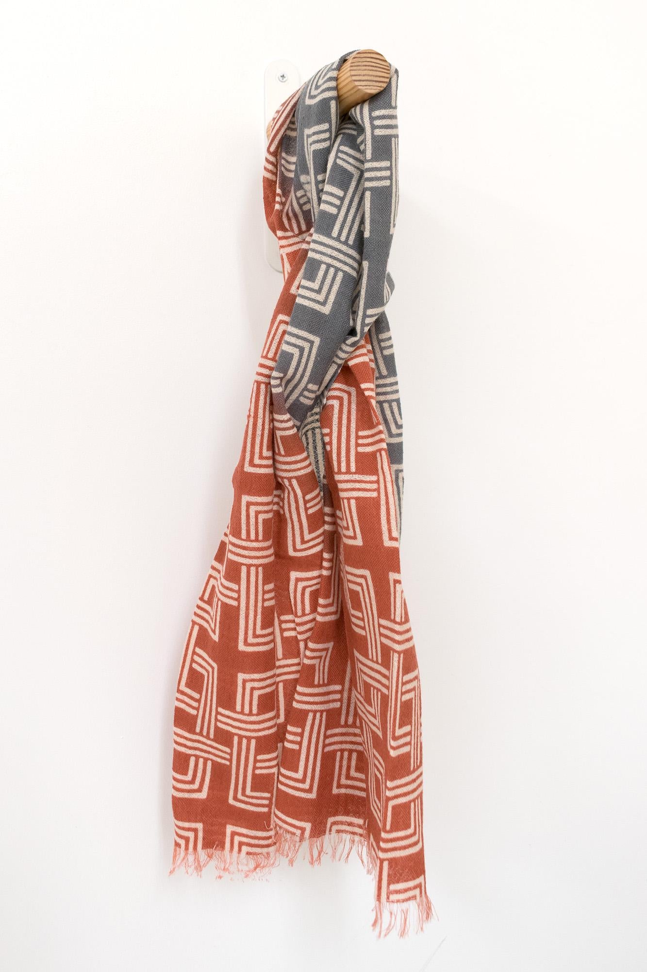 Shokunin Collection Hand-printed Chusen Japanese TEWSEN Tenugui Short Scarf - Sankei Mountain Scenery