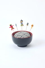 Japanese Hiro Urushi Lacquer Issun-boshi Pincushion and Sewing Pins Set