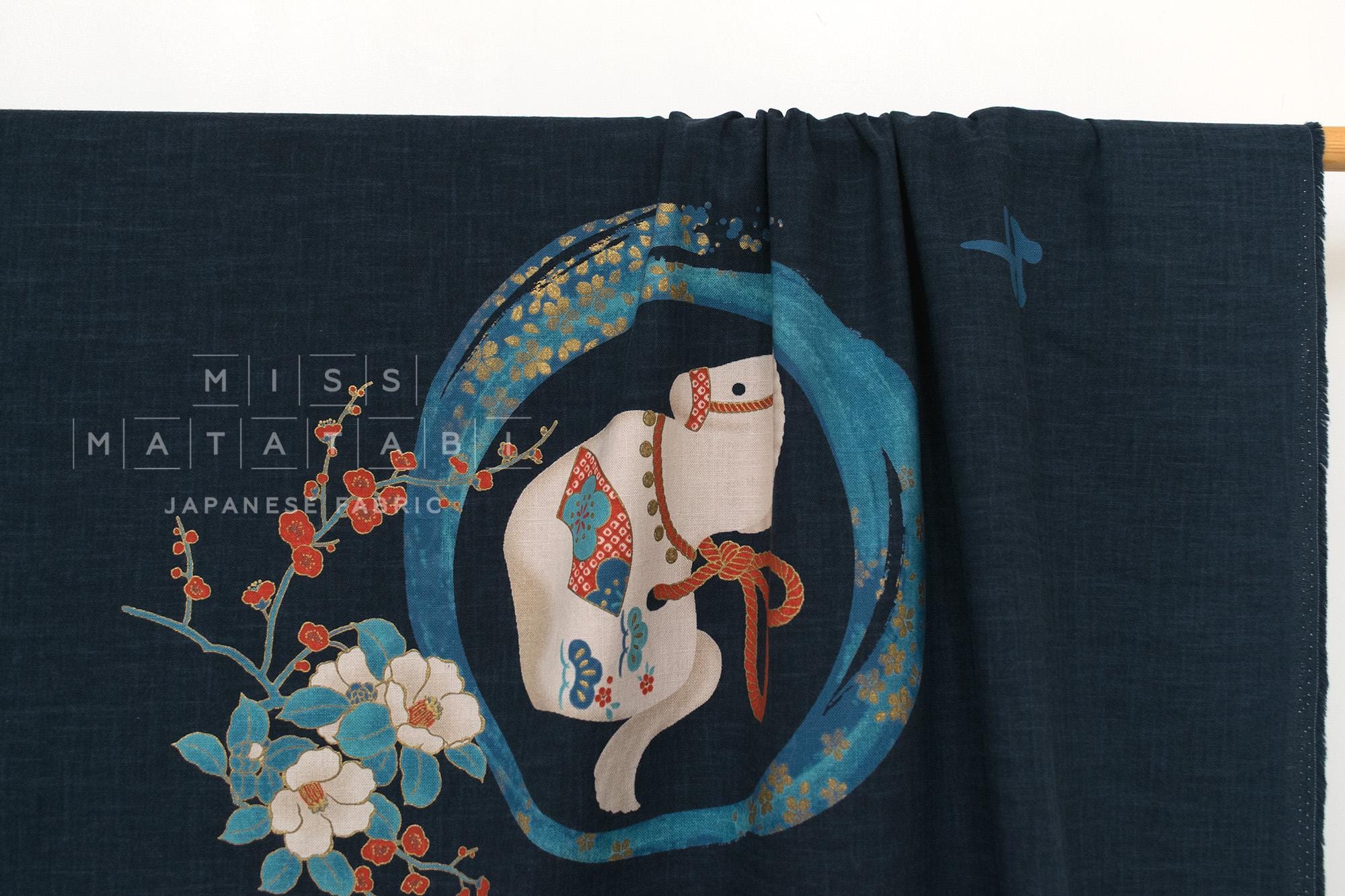 Shokunin Collection Hand-printed Japanese Fabric Panel Year of the Horse - 50cm