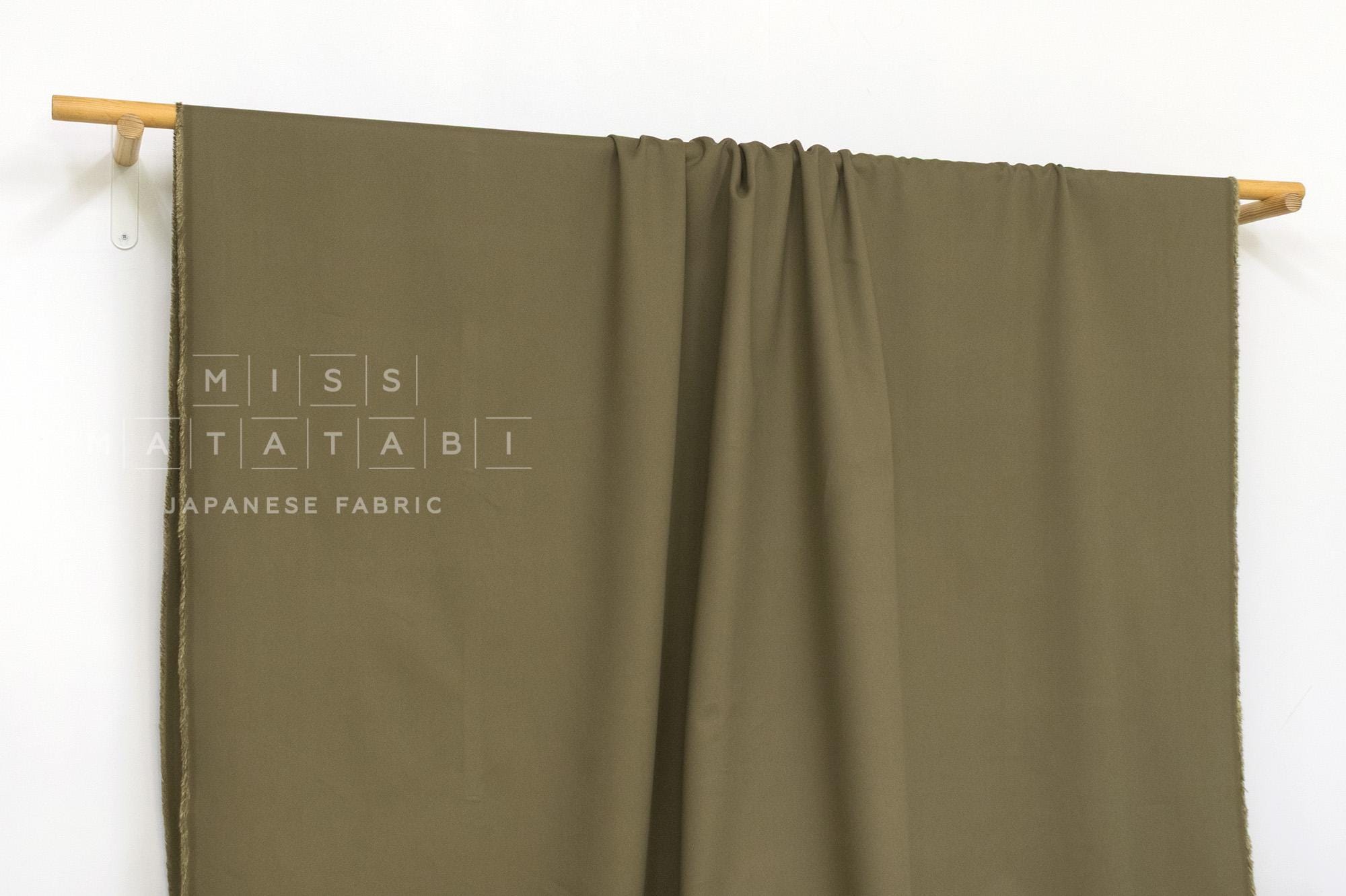 DEADSTOCK Japanese Fabric Rayon Blend Twill - green khaki - 50cm