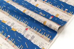 Japanese Fabric Teach a Cat to Fish - B - 50cm