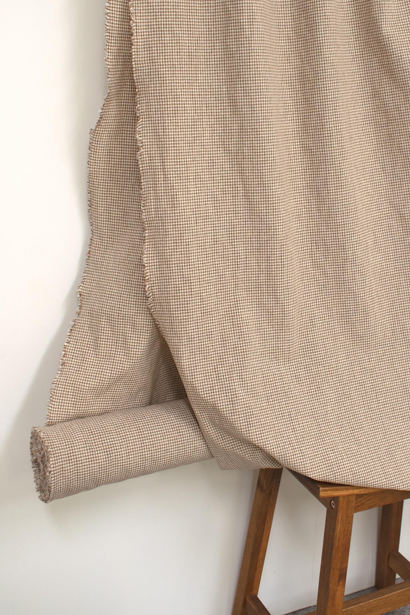 DEADSTOCK Japanese Fabric Yarn Dyed Tiny Gingham - mocha - 50cm