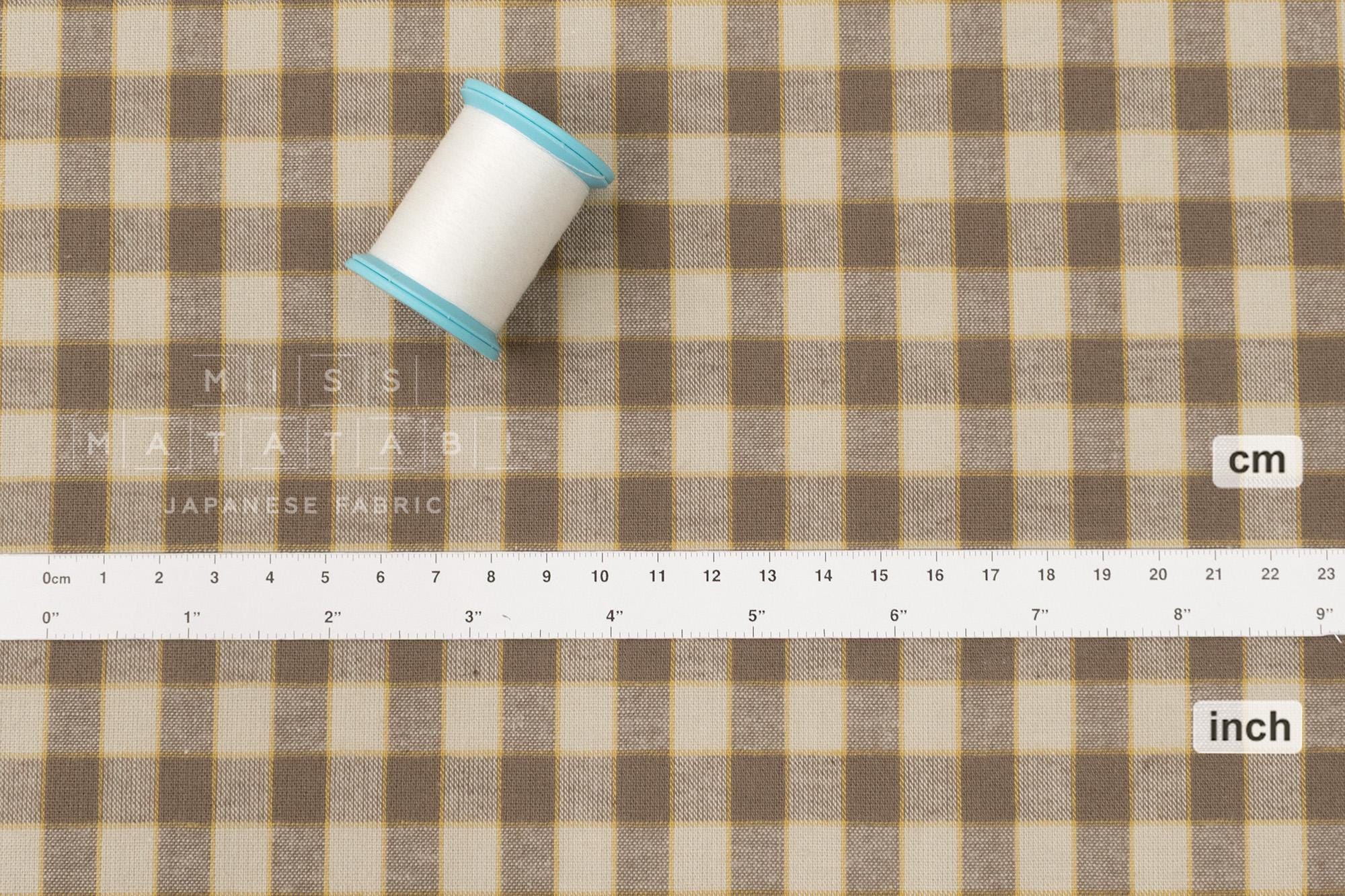 DEADSTOCK Japanese Fabric Yarn Dyed Check - brown - 50cm