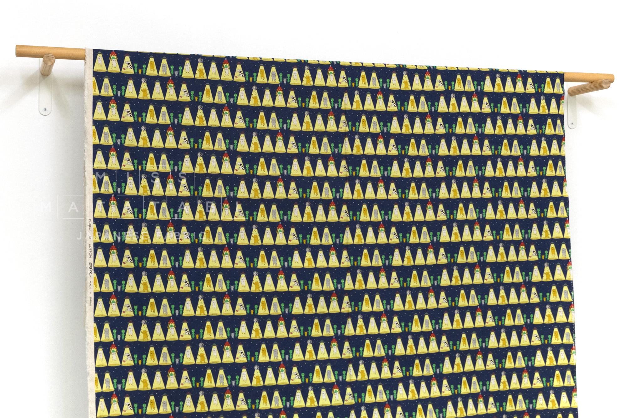 Japanese Fabric Alien Abduction Disco Cats - D blue - 50cm