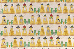 Japanese Fabric Alien Abduction Disco Cats - A - 50cm