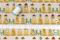 Japanese Fabric Alien Abduction Disco Cats - A - 50cm