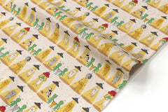 Japanese Fabric Alien Abduction Disco Cats - A - 50cm