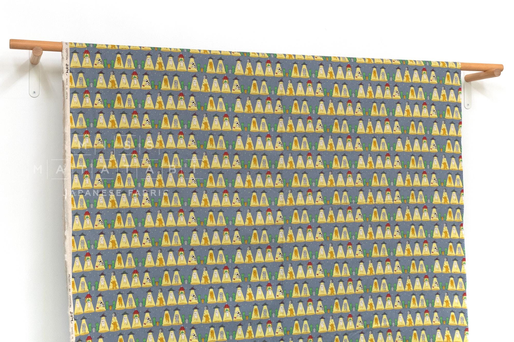 Japanese Fabric Alien Abduction Disco Cats - B - 50cm
