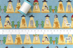 Japanese Fabric Alien Abduction Disco Cats - C - 50cm
