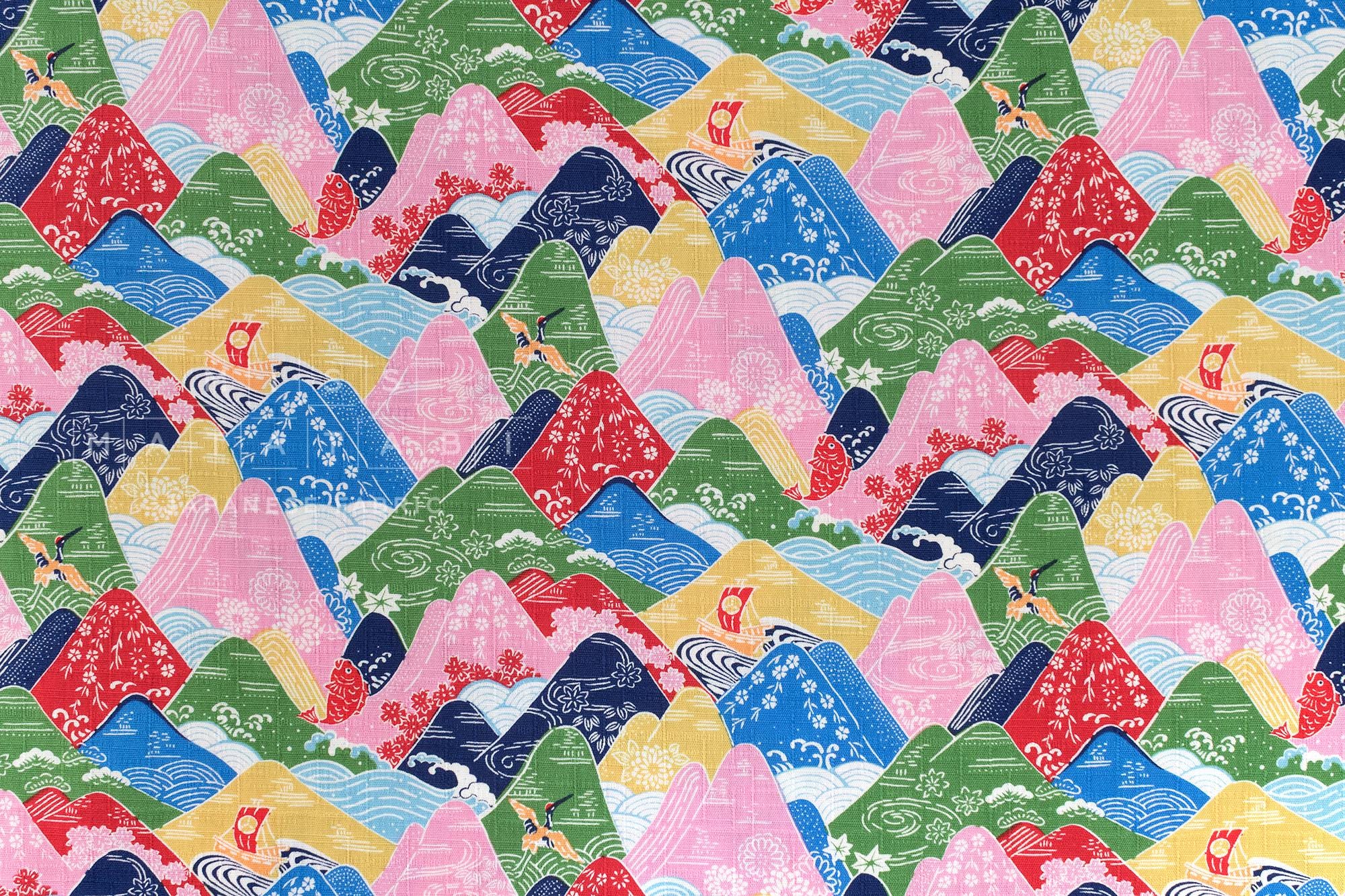Japanese Fabric Misty Mountains - A - 50cm