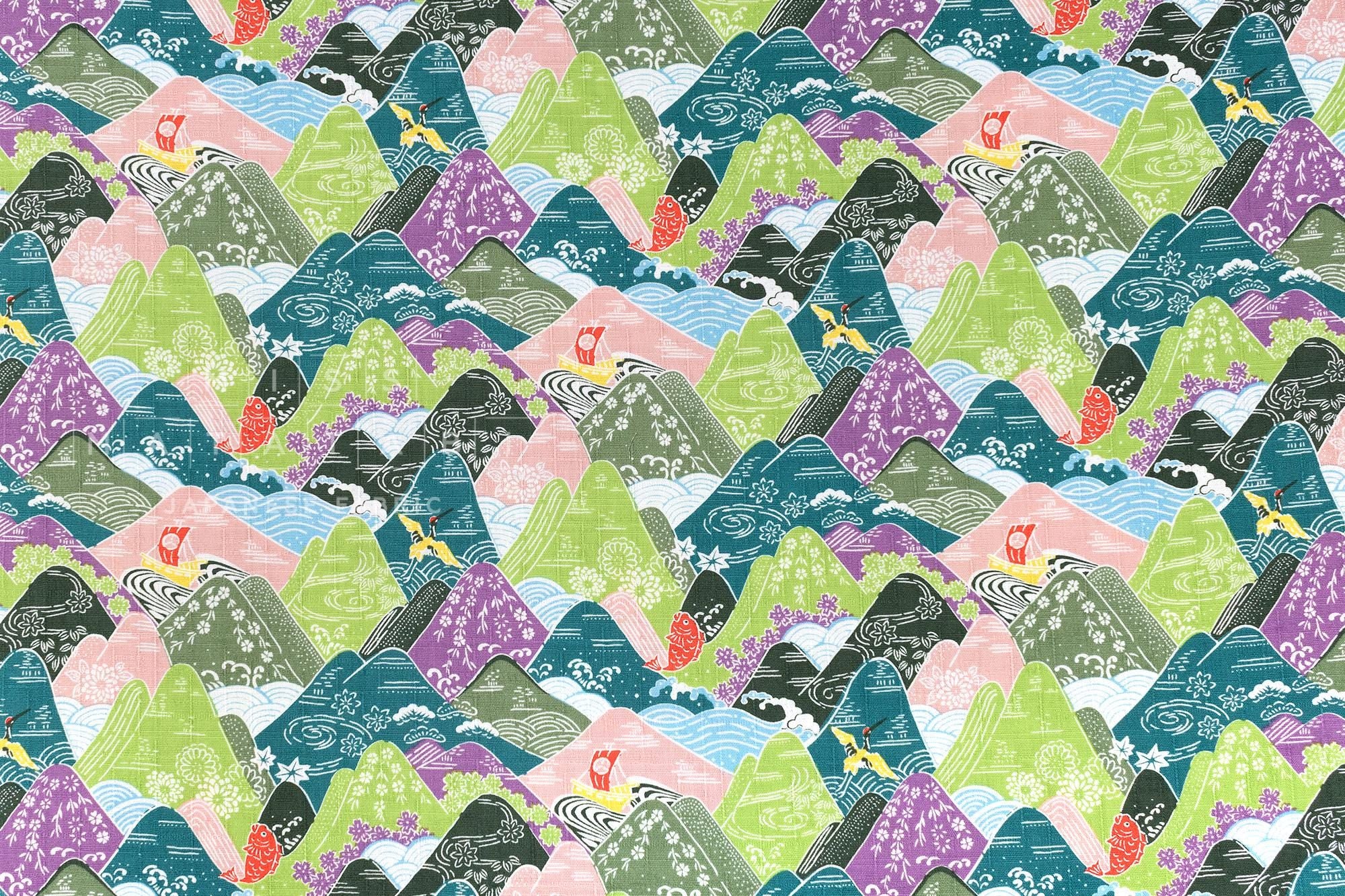 Japanese Fabric Misty Mountains - B - 50cm