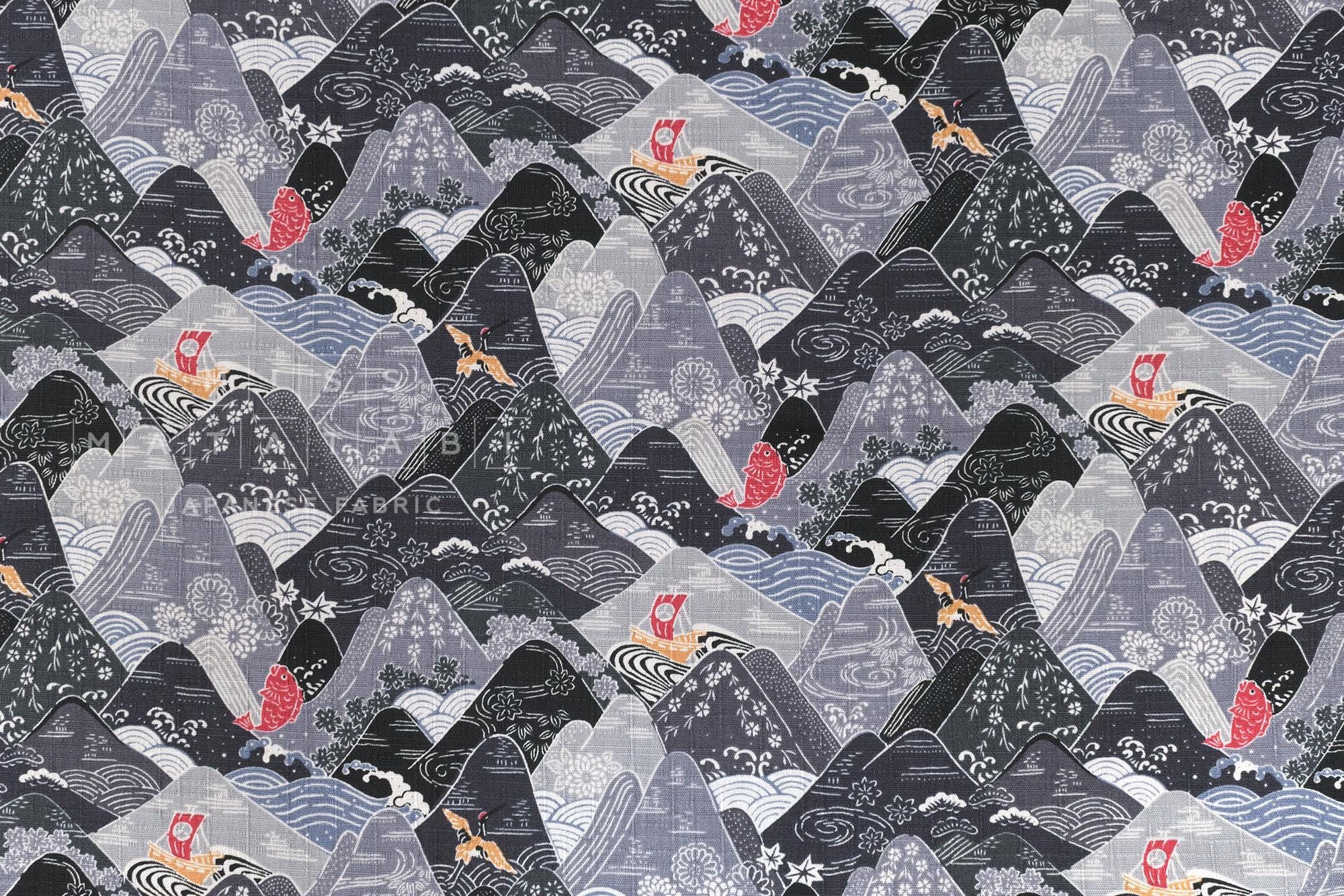 Japanese Fabric Misty Mountains - E - 50cm