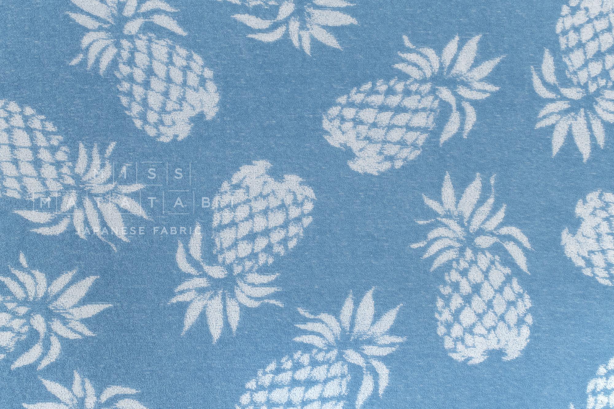 Japanese Fabric Jacquard Pile Terrycloth - blue - 50cm
