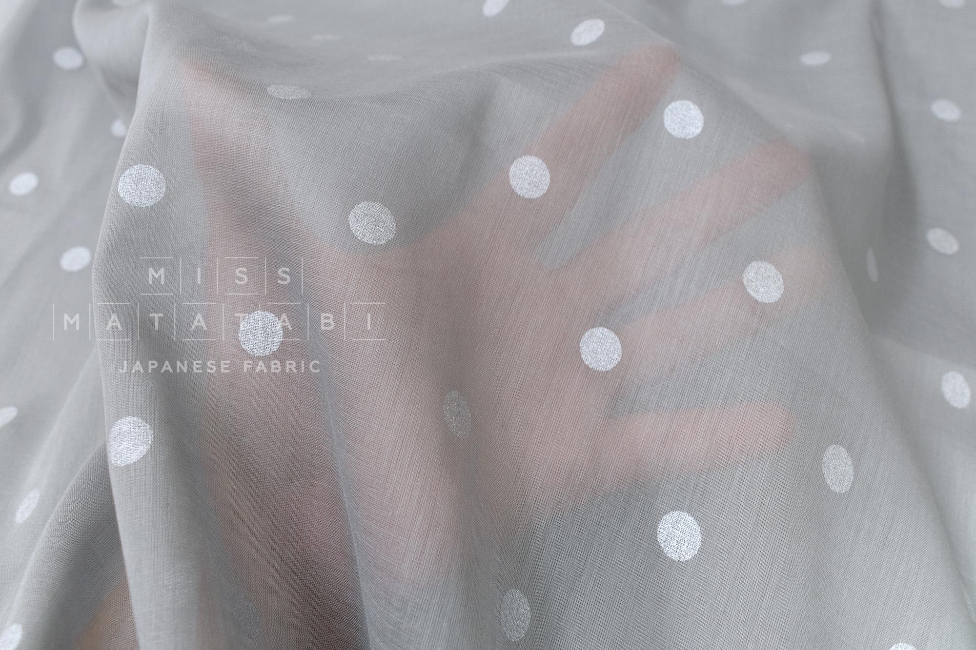 Japanese Fabric Metallic Dots Voile - grey, silver - 50cm