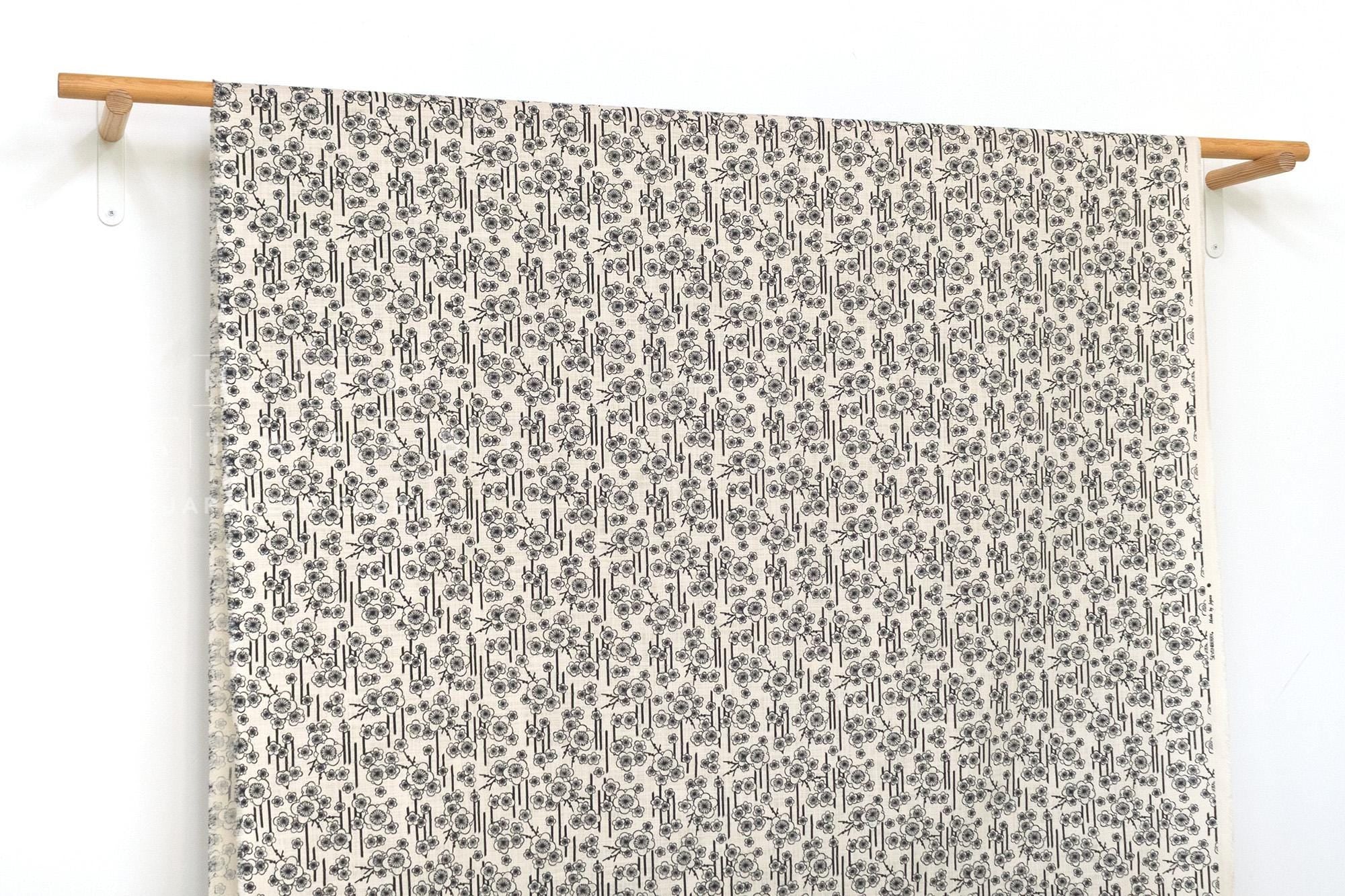 DEADSTOCK Japanese Fabric Ume Blossom - black, white - 50cm