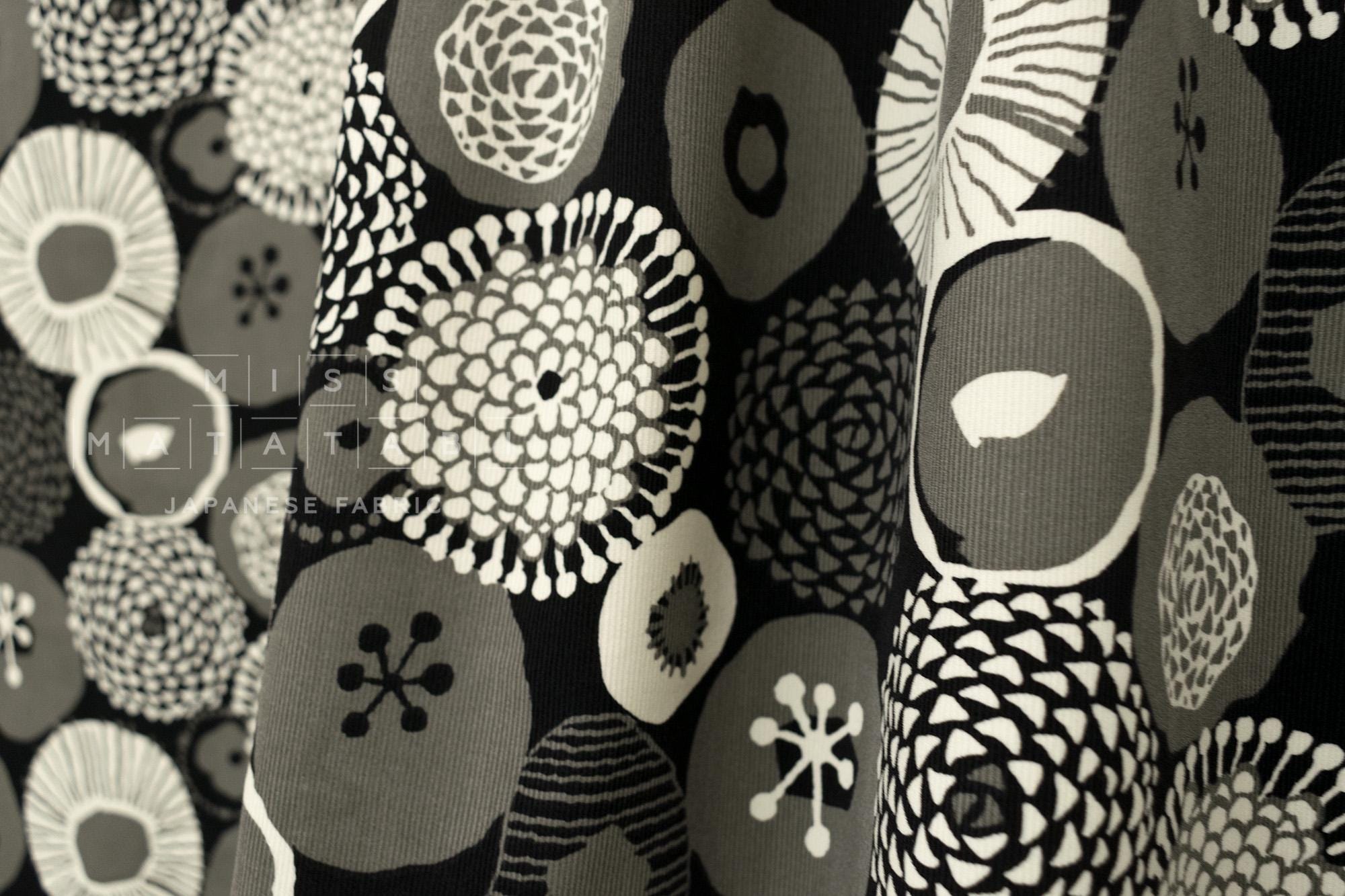 Japanese Fabric Corduroy Lotus - B - 50cm