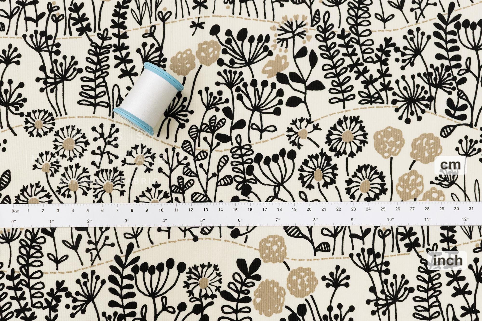 Japanese Fabric Corduroy Zasso Hana - A - 50cm
