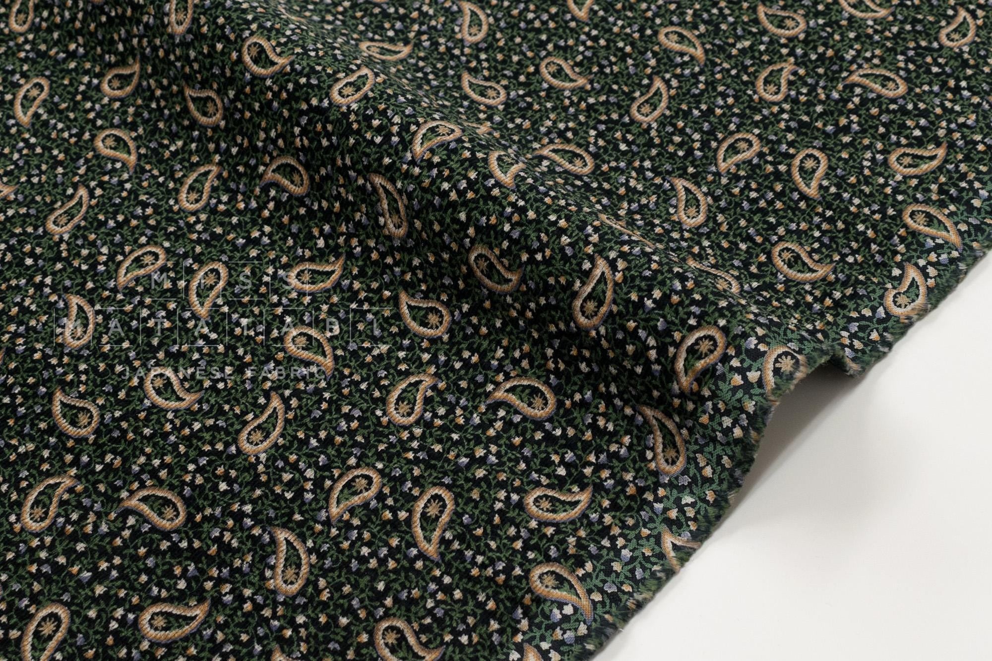 Japanese Fabric Ripple Corduroy Ditsy - black, green - 50cm