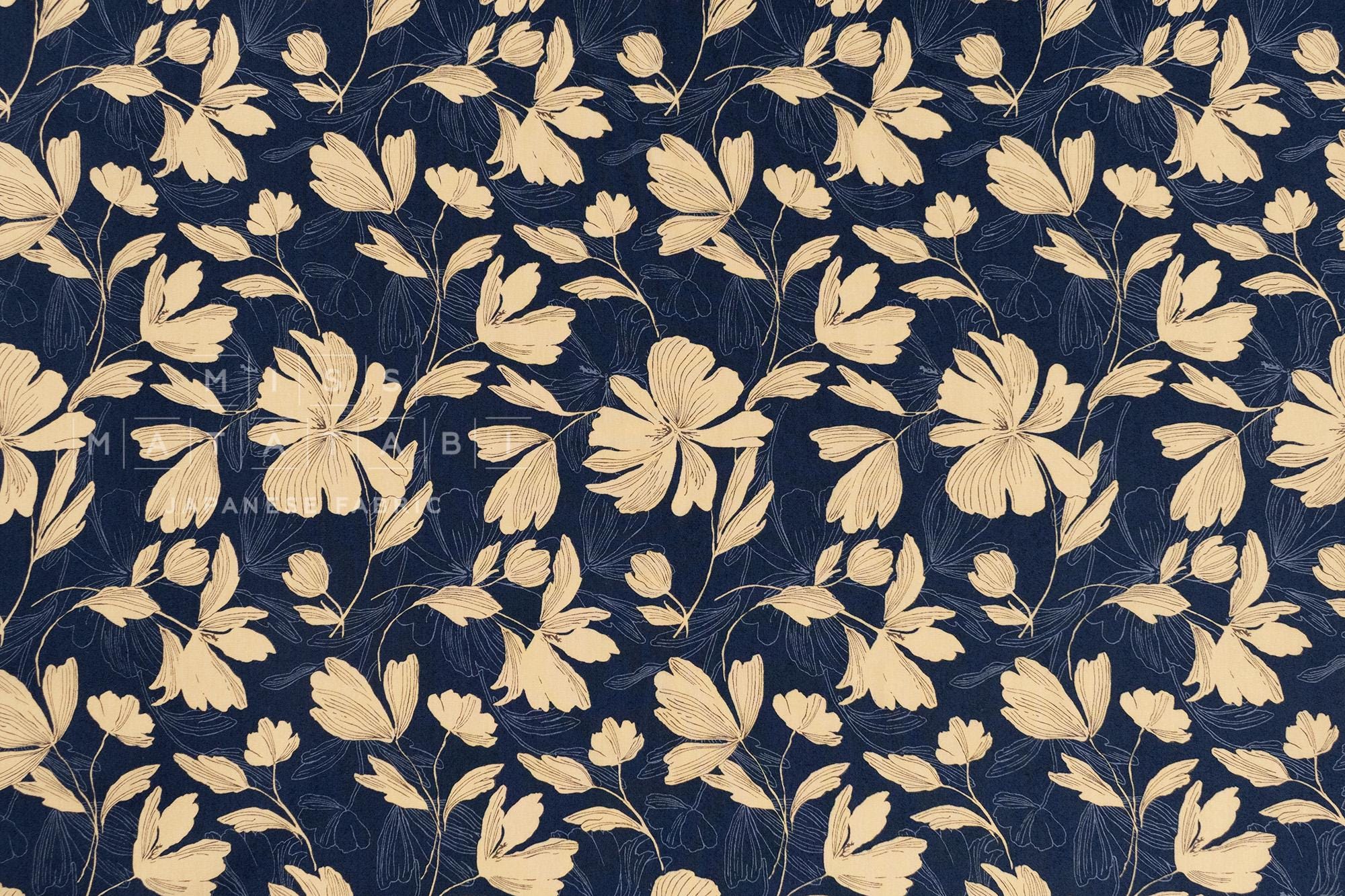 DEADSTOCK Japanese Fabric Windy Floral - blue - 50cm