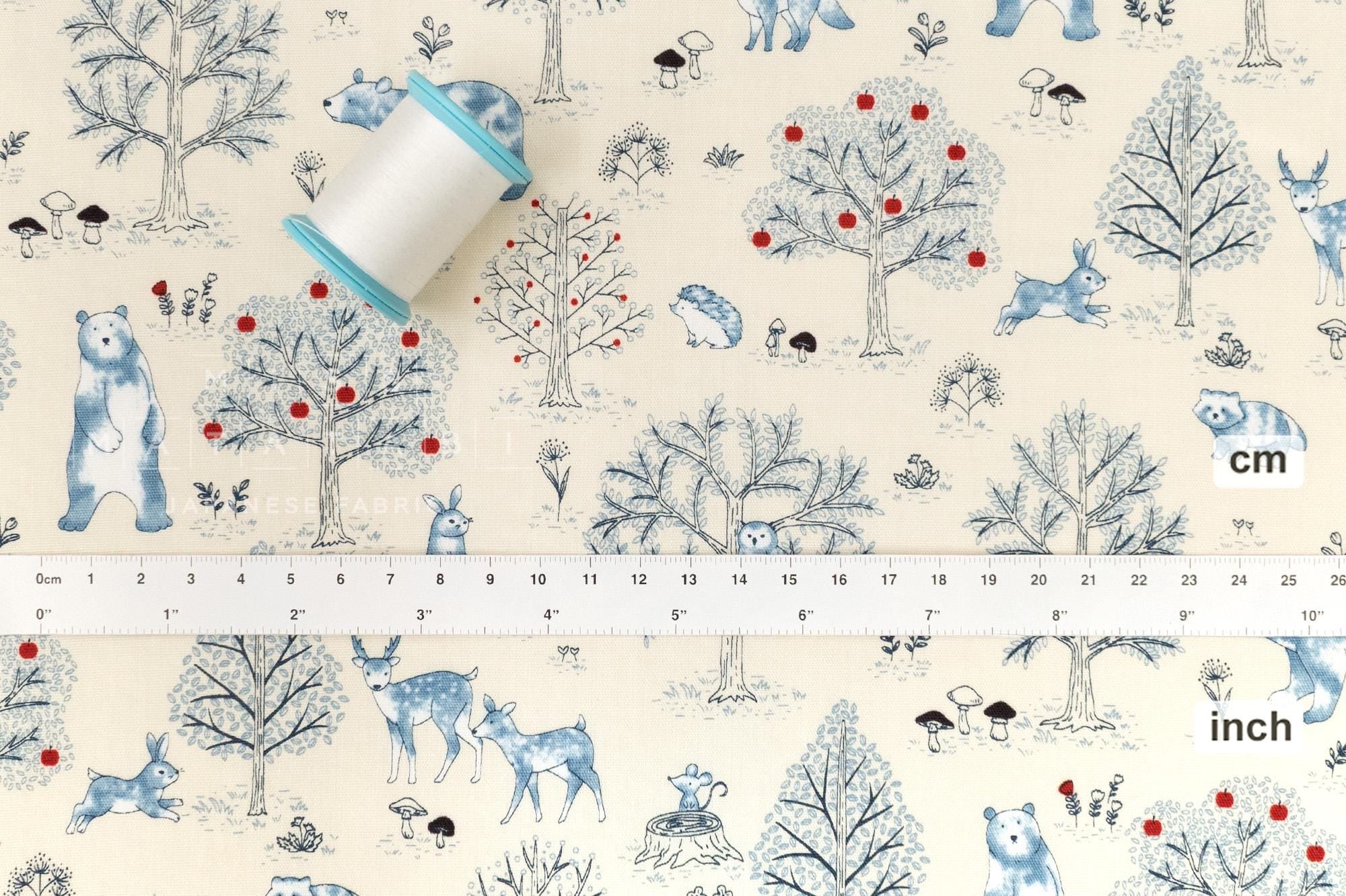 Japanese Fabric Not Scary Bear Forest - cream - 50cm