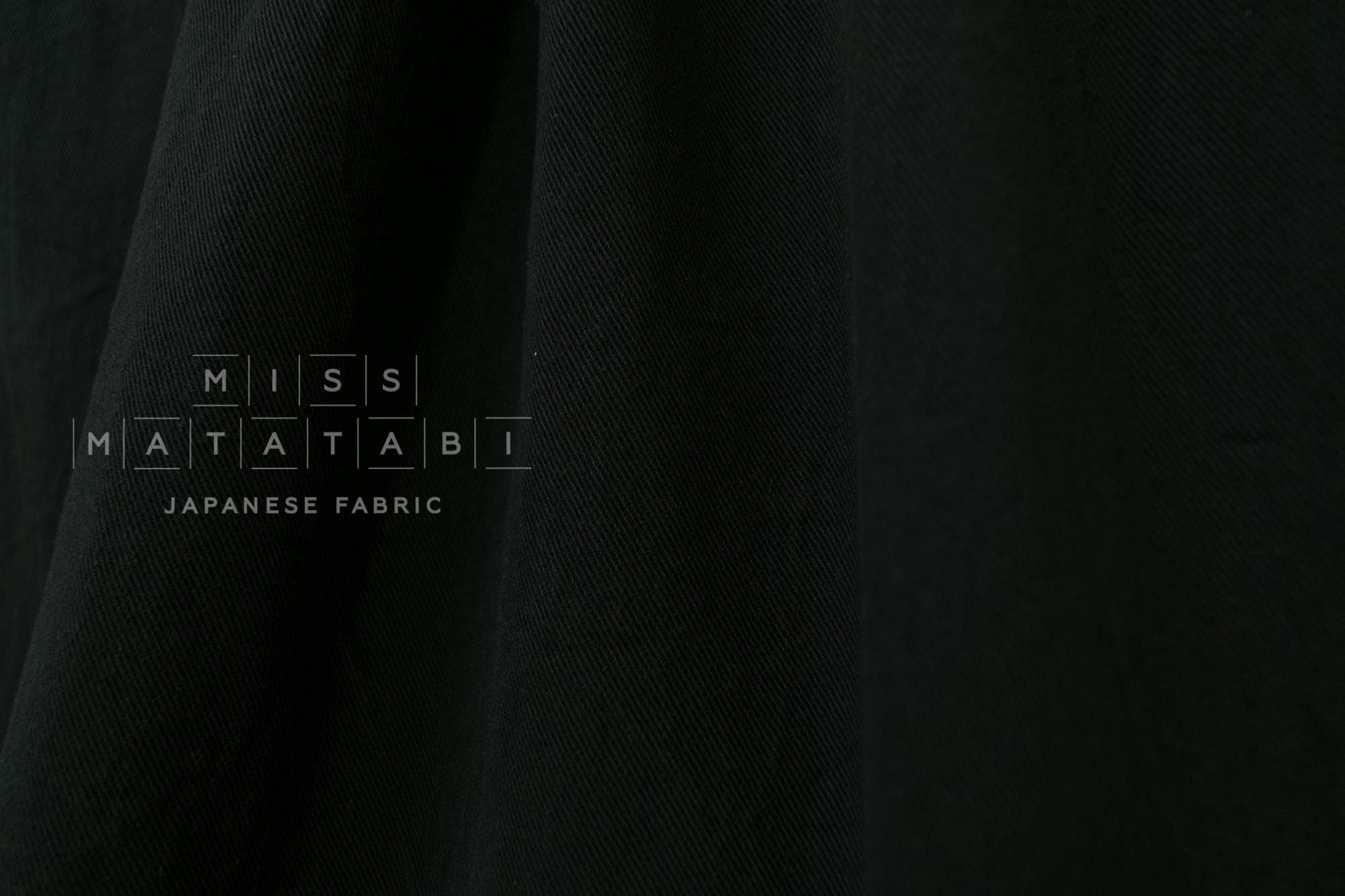 DEADSTOCK Japanese Fabric Shokunin Collection Yarn-dyed Kotohiradaki 35 Twill - black - 50cm