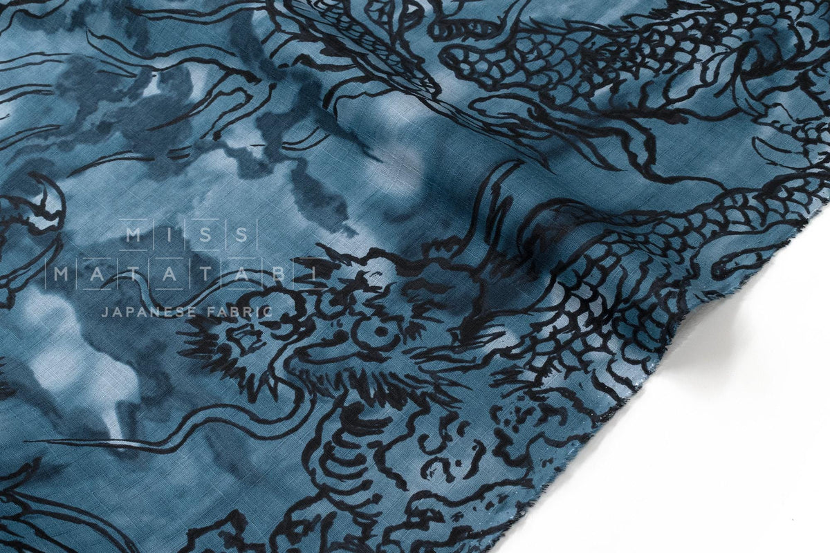 Japanese Fabric Watercolor Dragons - D - 50cm
